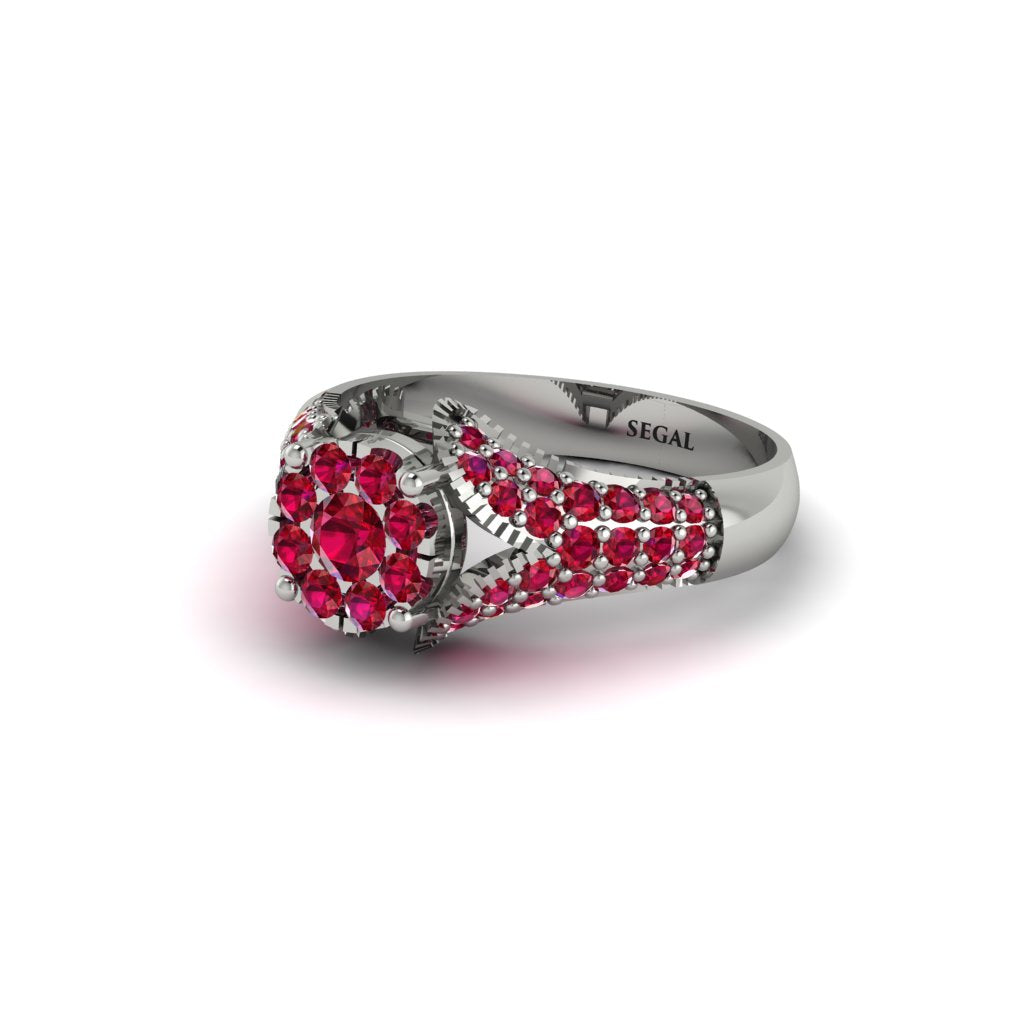 Ruby Floral Cluster Engagement Ring  - Penelope No. 57