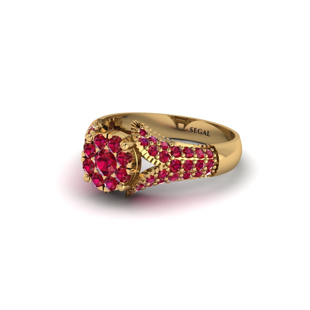 Ruby Floral Cluster Engagement Ring  - Penelope No. 55