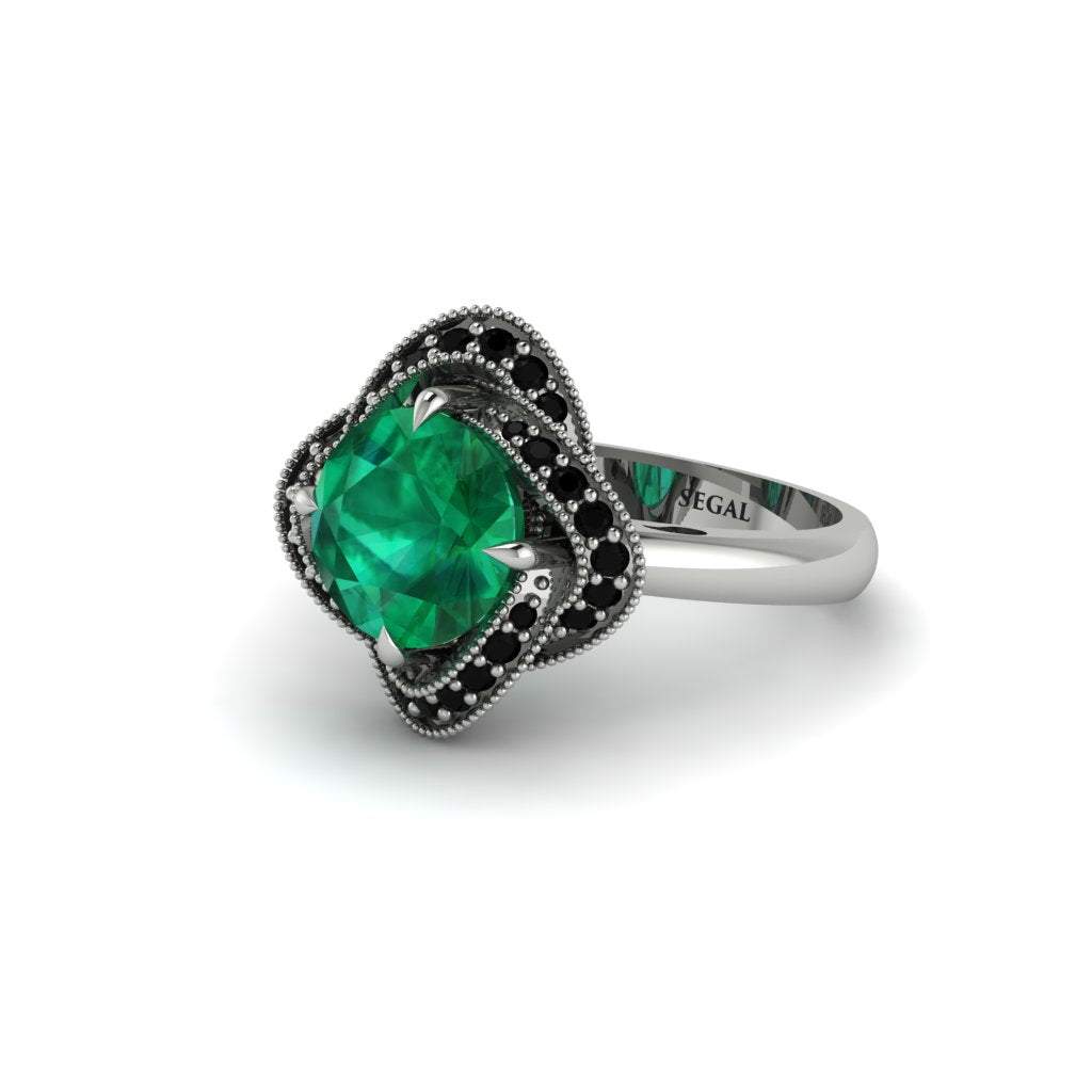 Emerald Floral Infinity Engagement Ring - Brinley No. 36