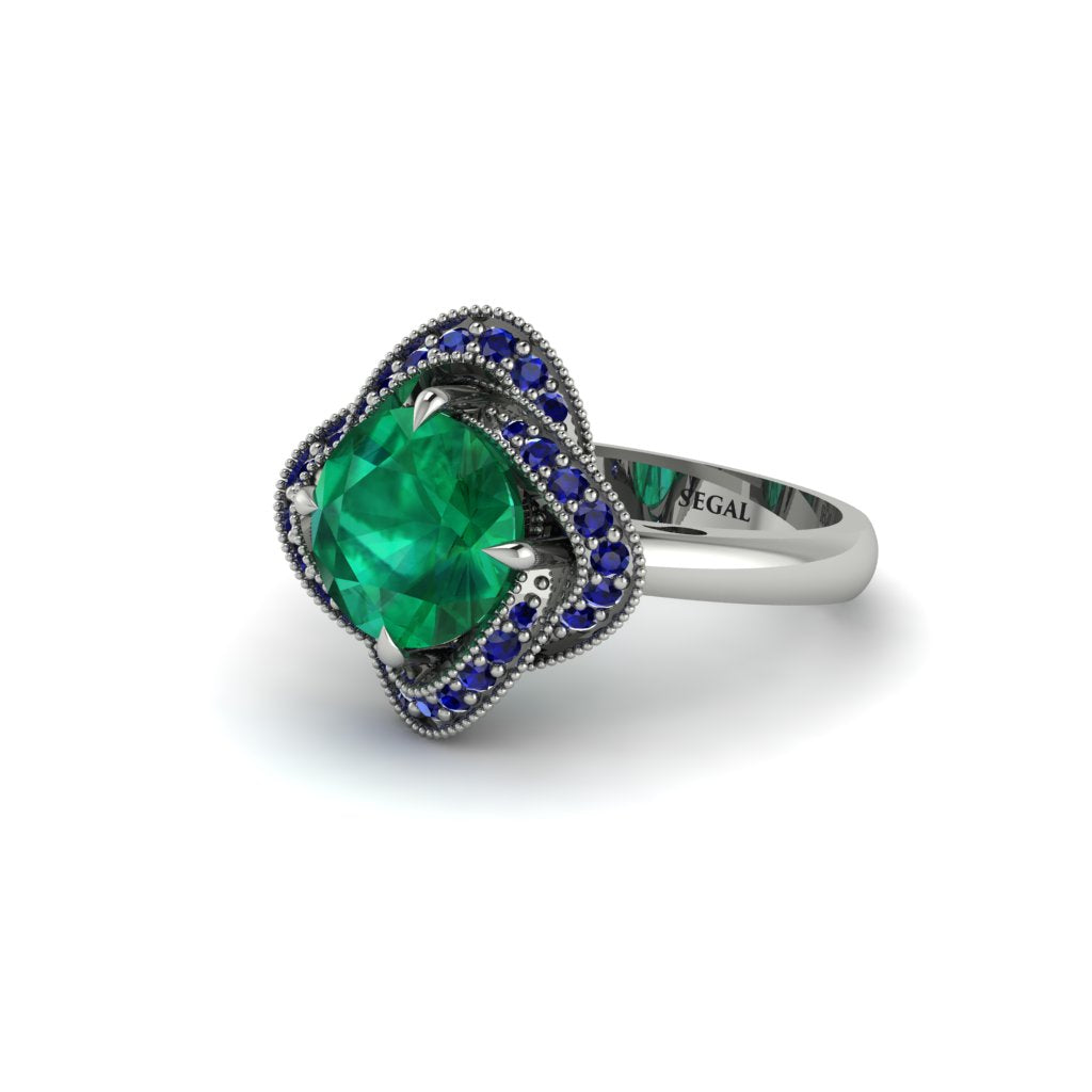 Emerald Floral Infinity Engagement Ring - Brinley No. 66