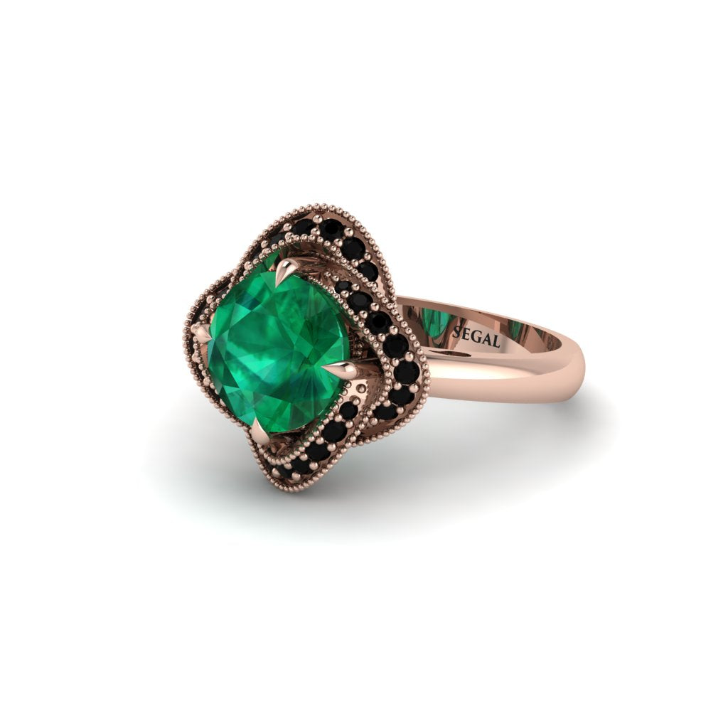 Emerald Floral Infinity Engagement Ring - Brinley No. 35