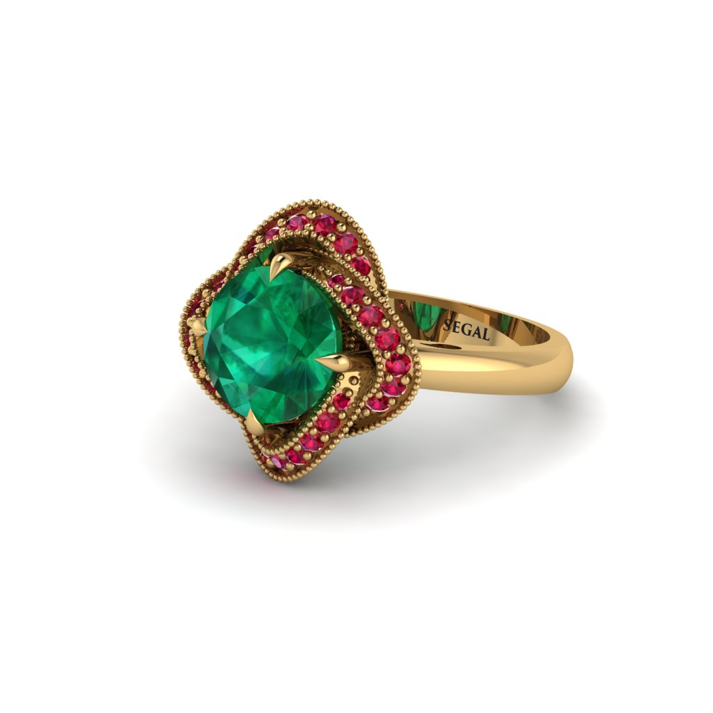 Emerald Floral Infinity Engagement Ring - Brinley No. 49