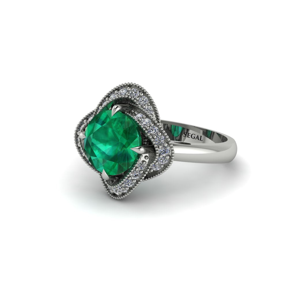 Emerald Floral Infinity Engagement Ring - Brinley No. 6