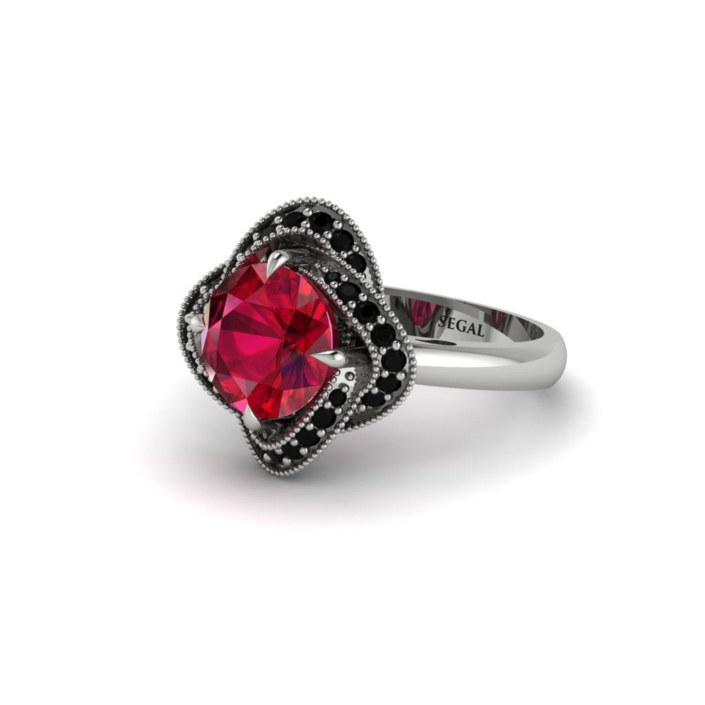 Ruby Floral Infinity Engagement Ring - Brinley No. 42