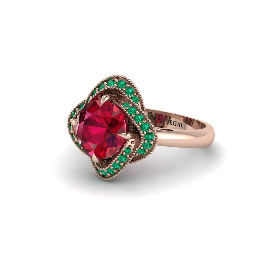 Ruby Floral Infinity Engagement Ring - Brinley No. 26