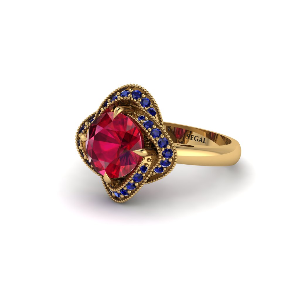Ruby Floral Infinity Engagement Ring - Brinley No. 70