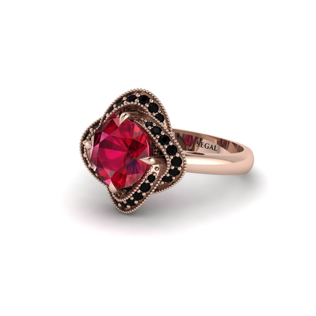 Ruby Floral Infinity Engagement Ring - Brinley No. 41