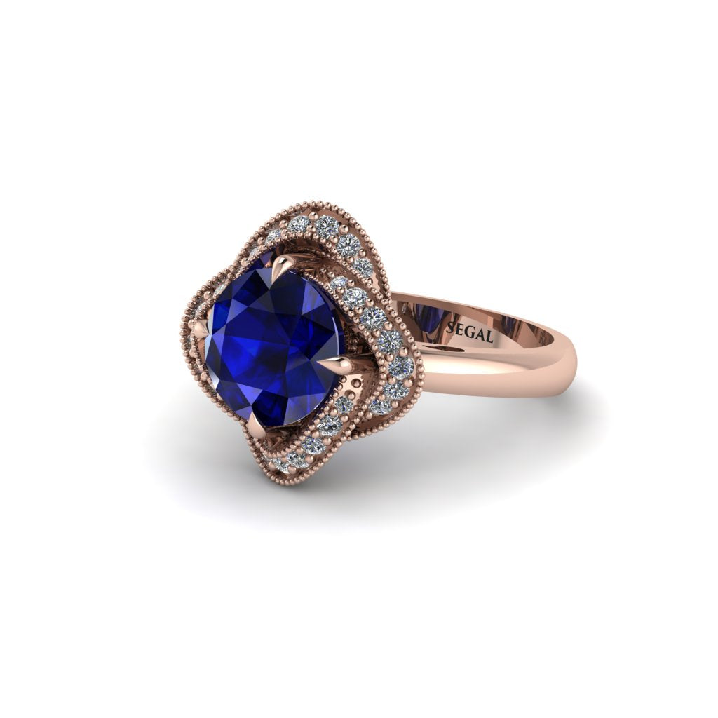 Sapphire Floral Infinity Engagement Ring - Brinley No. 14