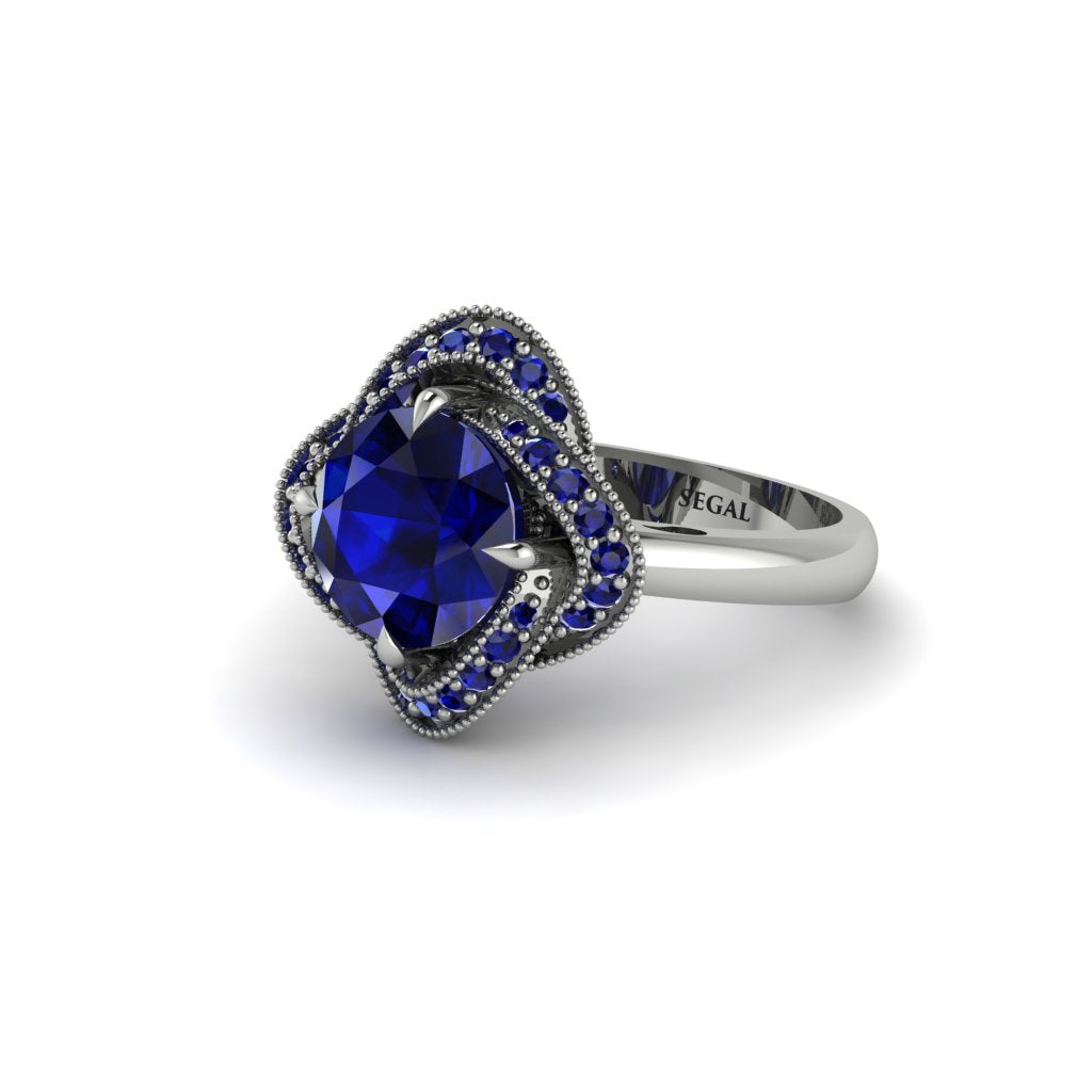 Sapphire Floral Infinity Engagement Ring - Brinley No. 75