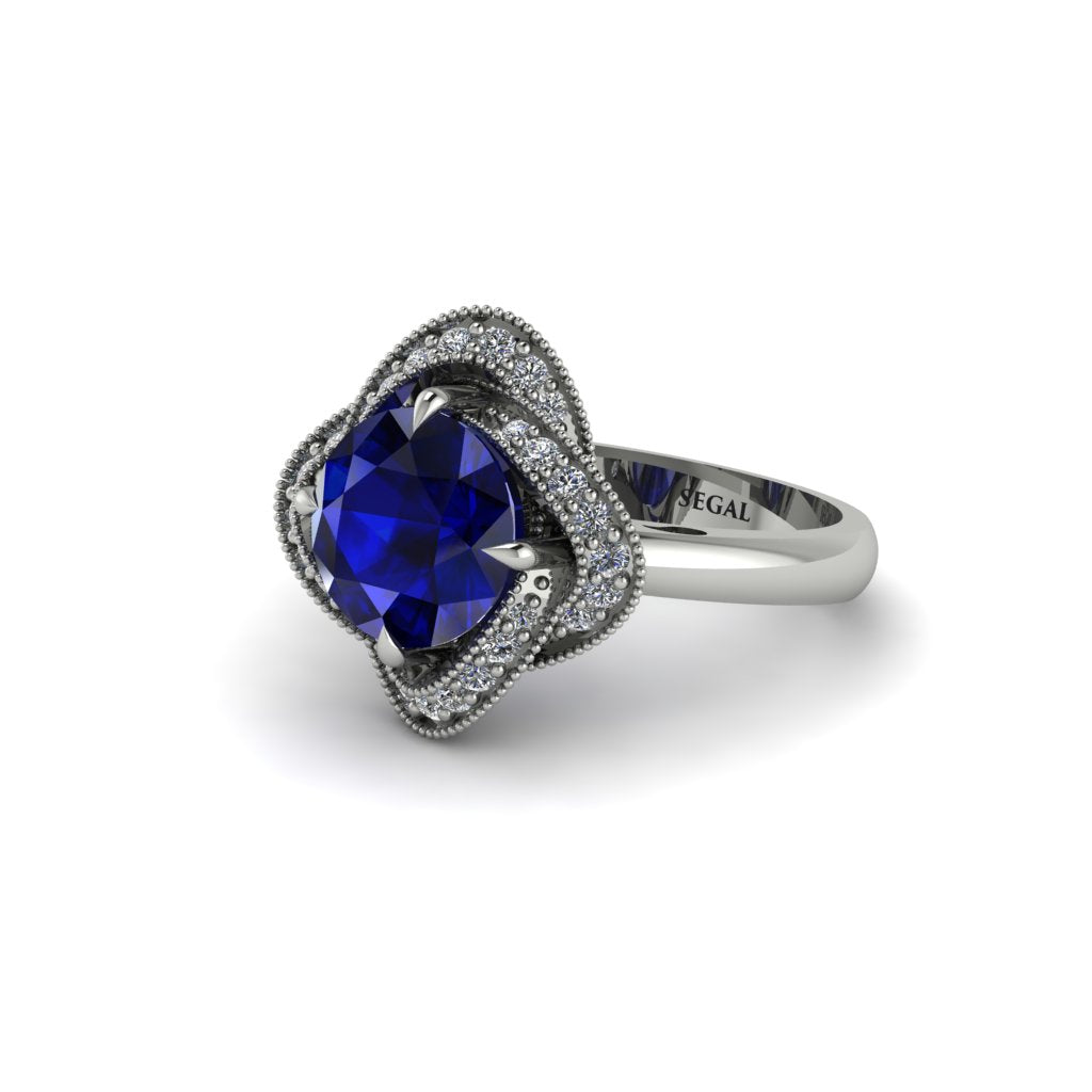 Sapphire Floral Infinity Engagement Ring - Brinley No. 15