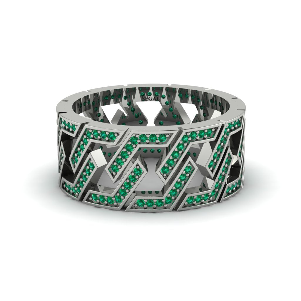 Emerald Geometric Elegance Gold Wedding Ring - Darby No. 6
