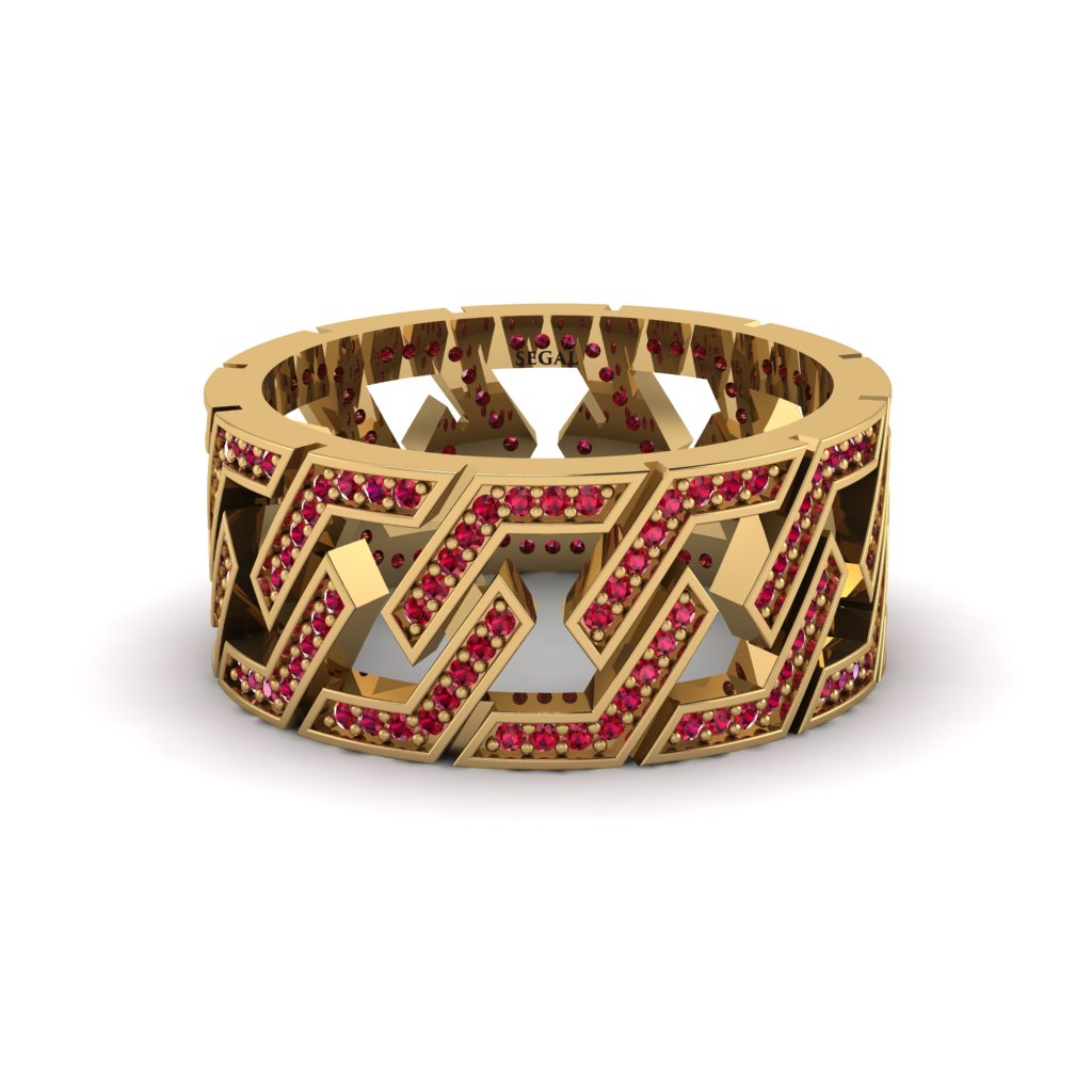 Ruby Geometric Elegance Gold Wedding Ring - Darby No. 10