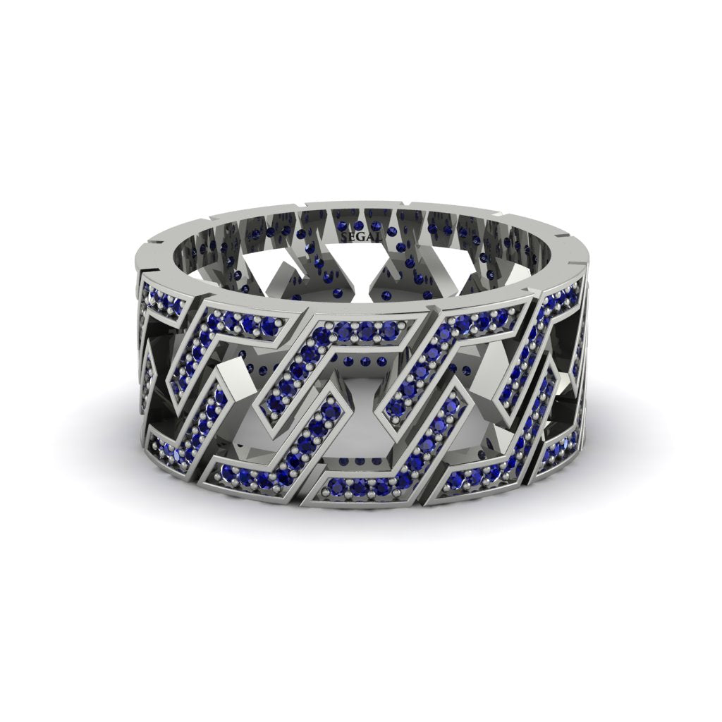 Sapphire Geometric Elegance Gold Wedding Ring - Darby No. 15