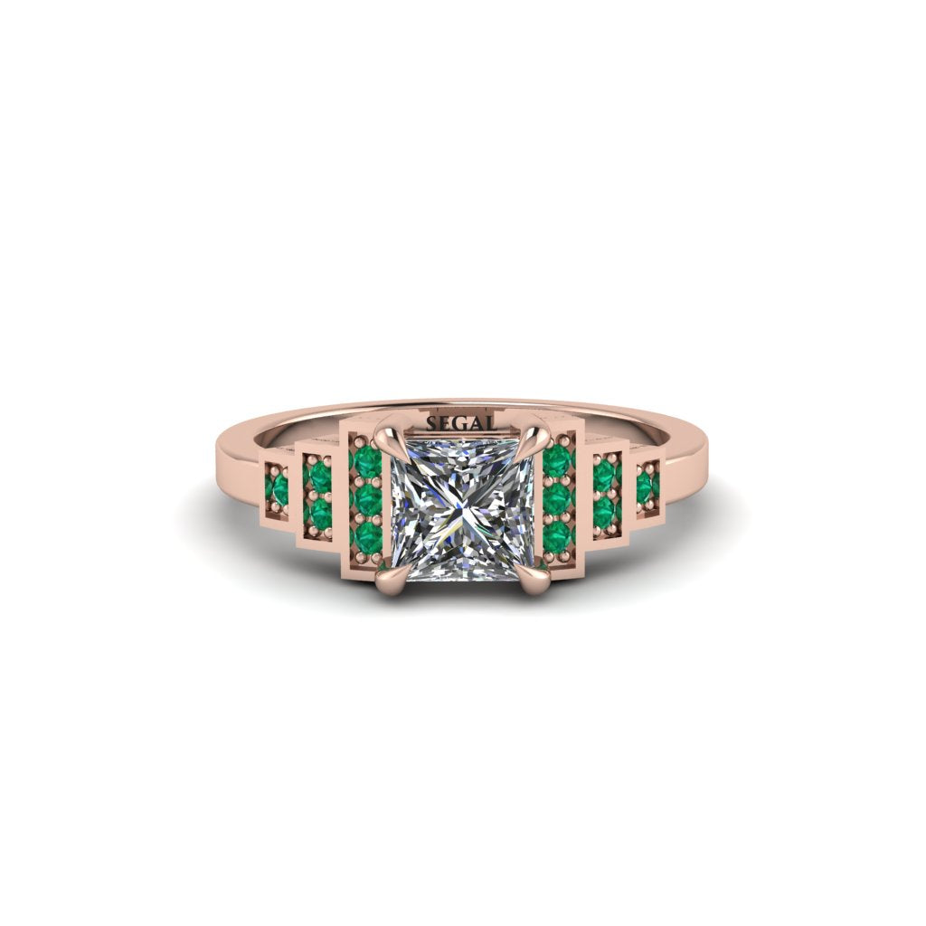 Diamond Geometric Princess Cut Engagement Ring - Thea No. 17