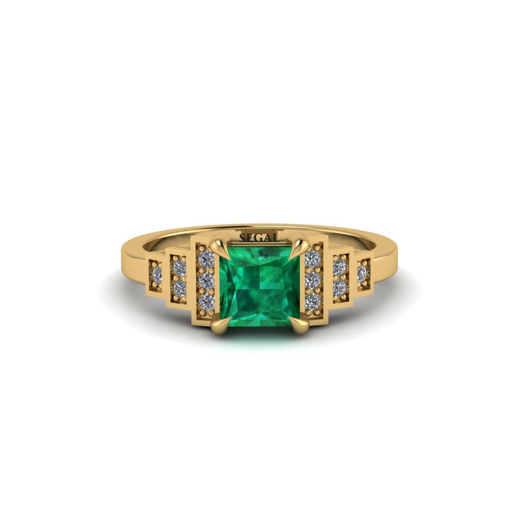 Emerald Geometric Princess Cut Engagement Ring - Thea No. 4