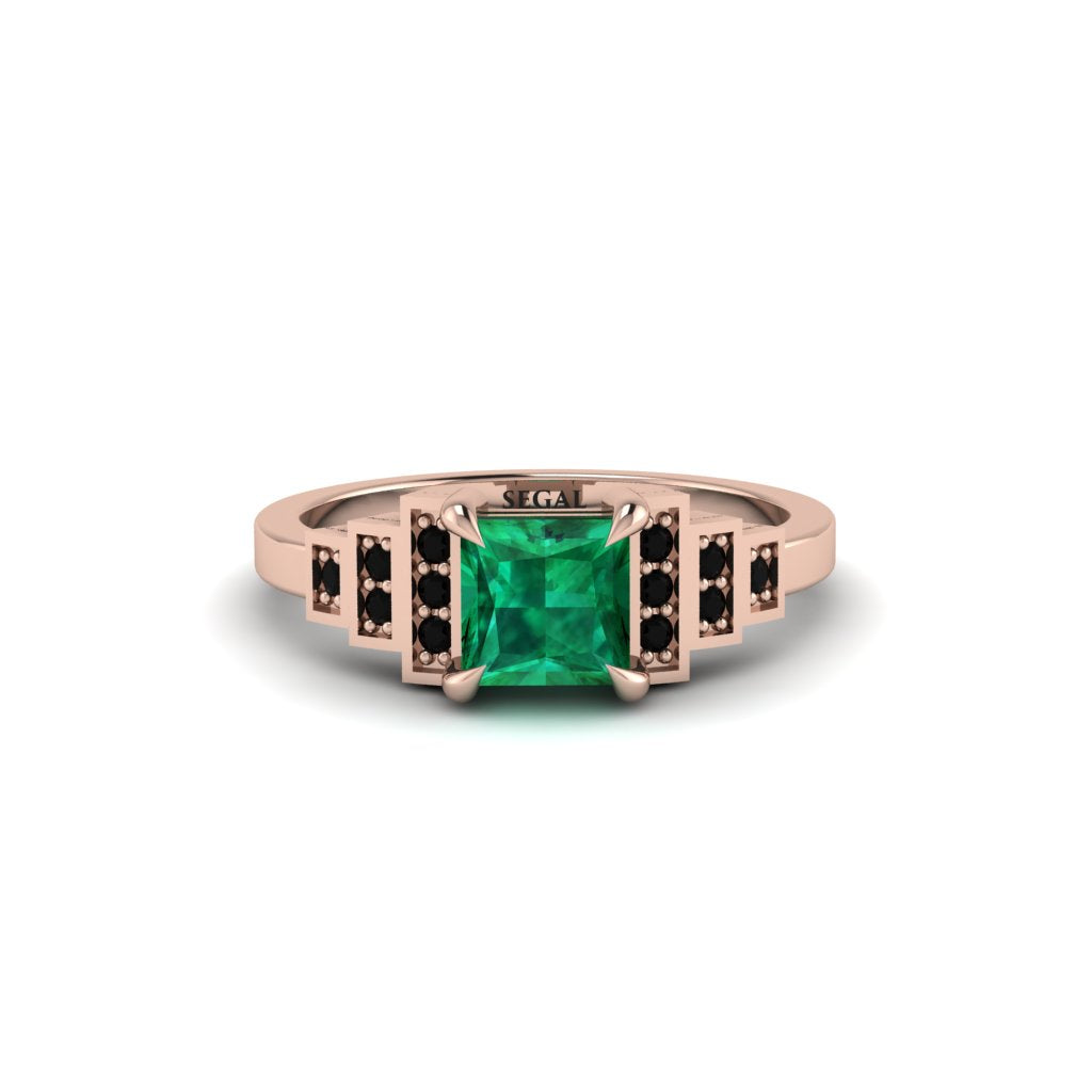 Emerald Geometric Princess Cut Engagement Ring - Thea No. 35