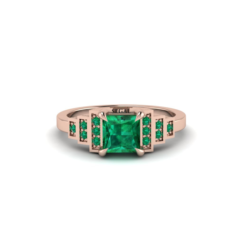 Emerald Geometric Princess Cut Engagement Ring - Thea No. 20