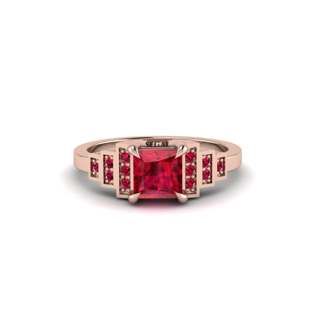 Ruby Geometric Princess Cut Engagement Ring - Thea No. 56
