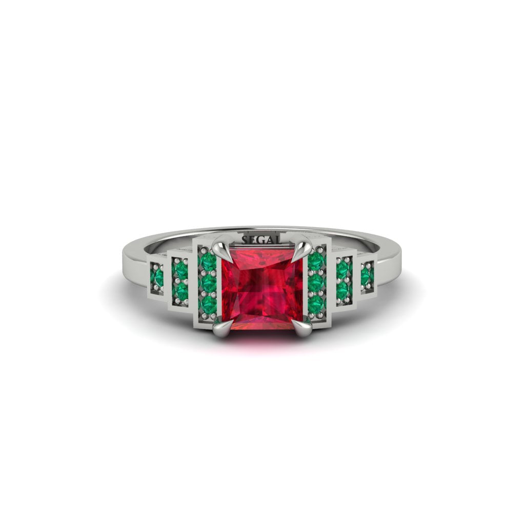 Ruby Geometric Princess Cut Engagement Ring - Thea No. 27