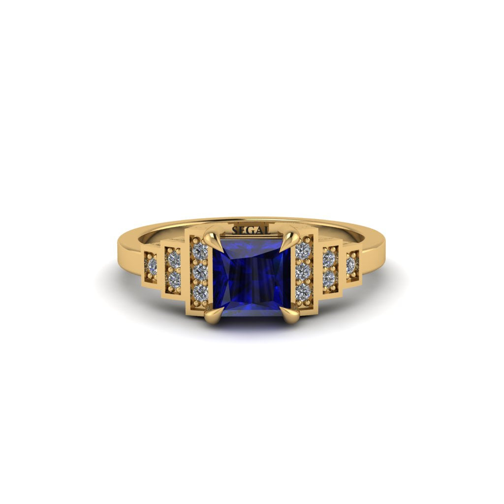 Sapphire Geometric Princess Cut Engagement Ring - Thea No. 13