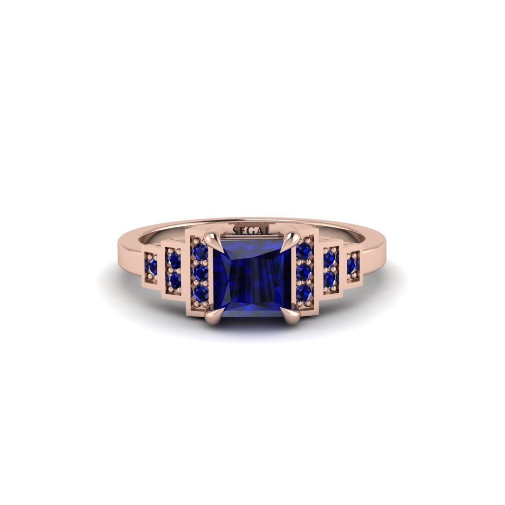 Sapphire Geometric Princess Cut Engagement Ring - Thea No. 74