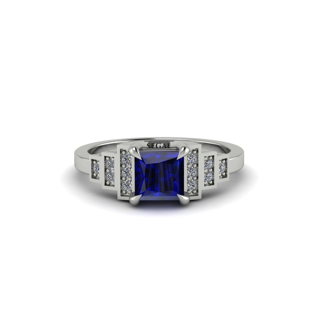 Sapphire Geometric Princess Cut Engagement Ring - Thea No. 15