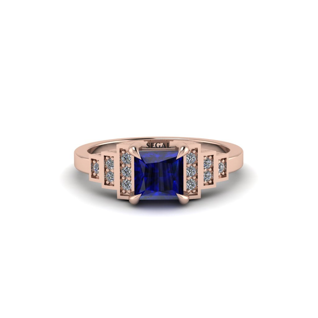 Sapphire Geometric Princess Cut Engagement Ring - Thea No. 14