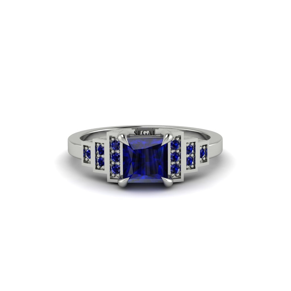 Sapphire Geometric Princess Cut Engagement Ring - Thea No. 75