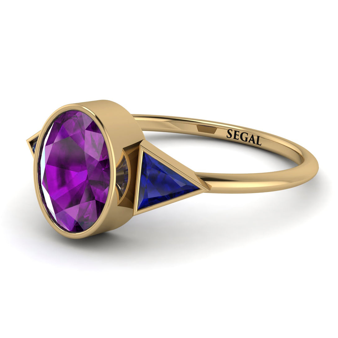 Geometrical Bezel Amethyst Ring - Trinity No. 313