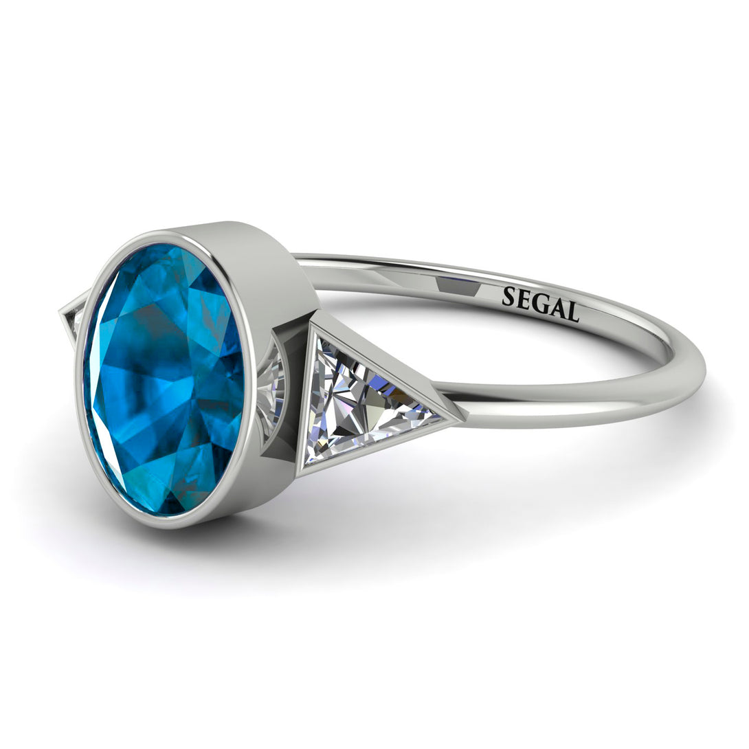 Geometrical Bezel Blue Topaz Ring - Trinity No. 503