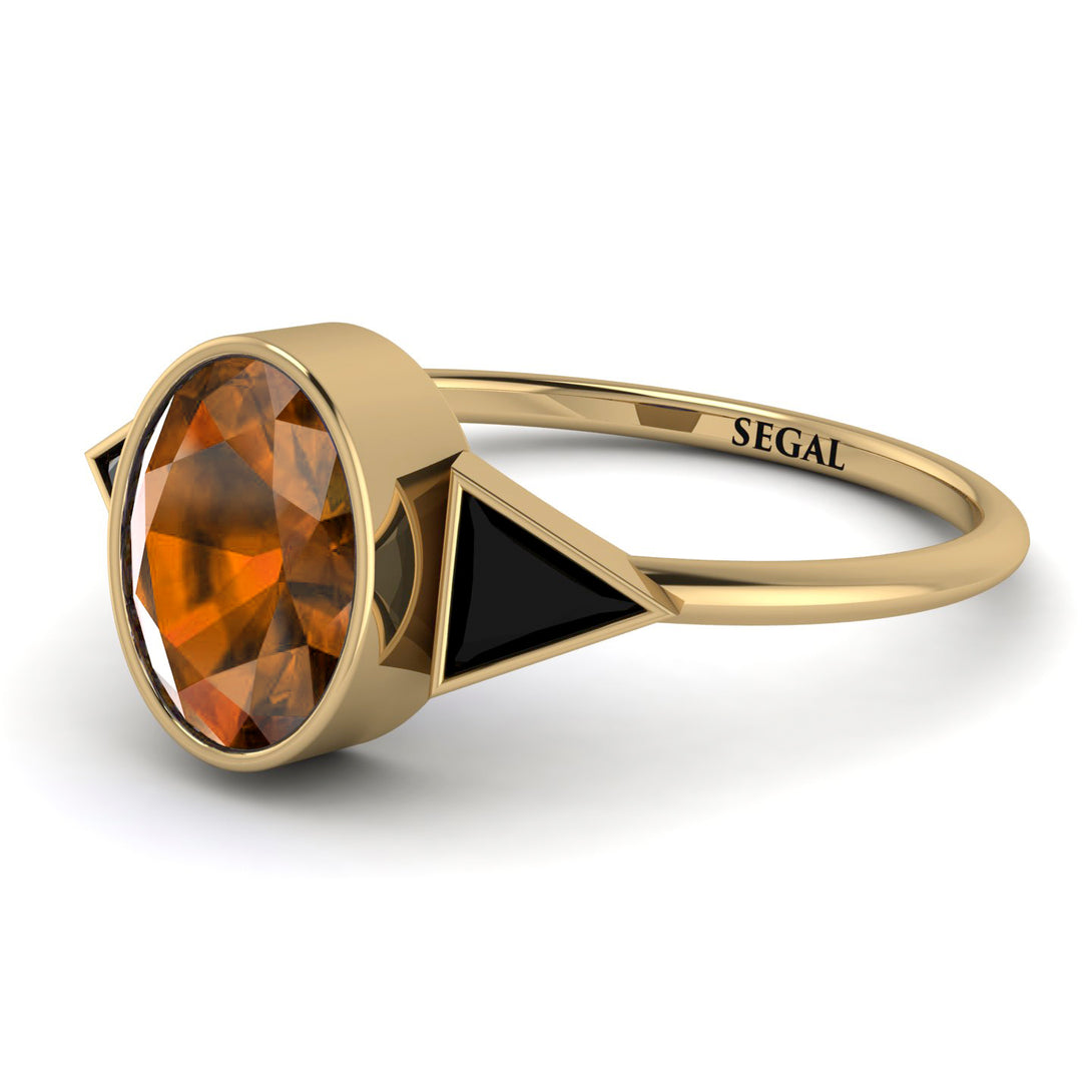 Geometrical Bezel Brown Diamond Ring - Trinity No. 1107