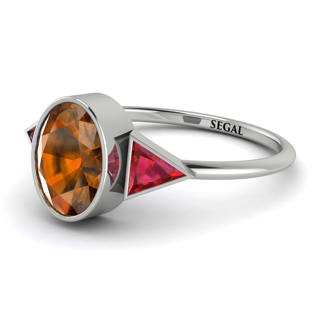 Geometrical Bezel Brown Diamond Ring - Trinity No. 1106