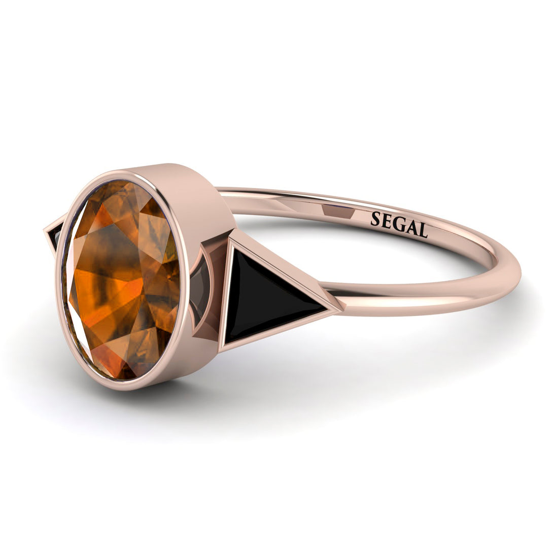 Geometrical Bezel Brown Diamond Ring - Trinity No. 1108