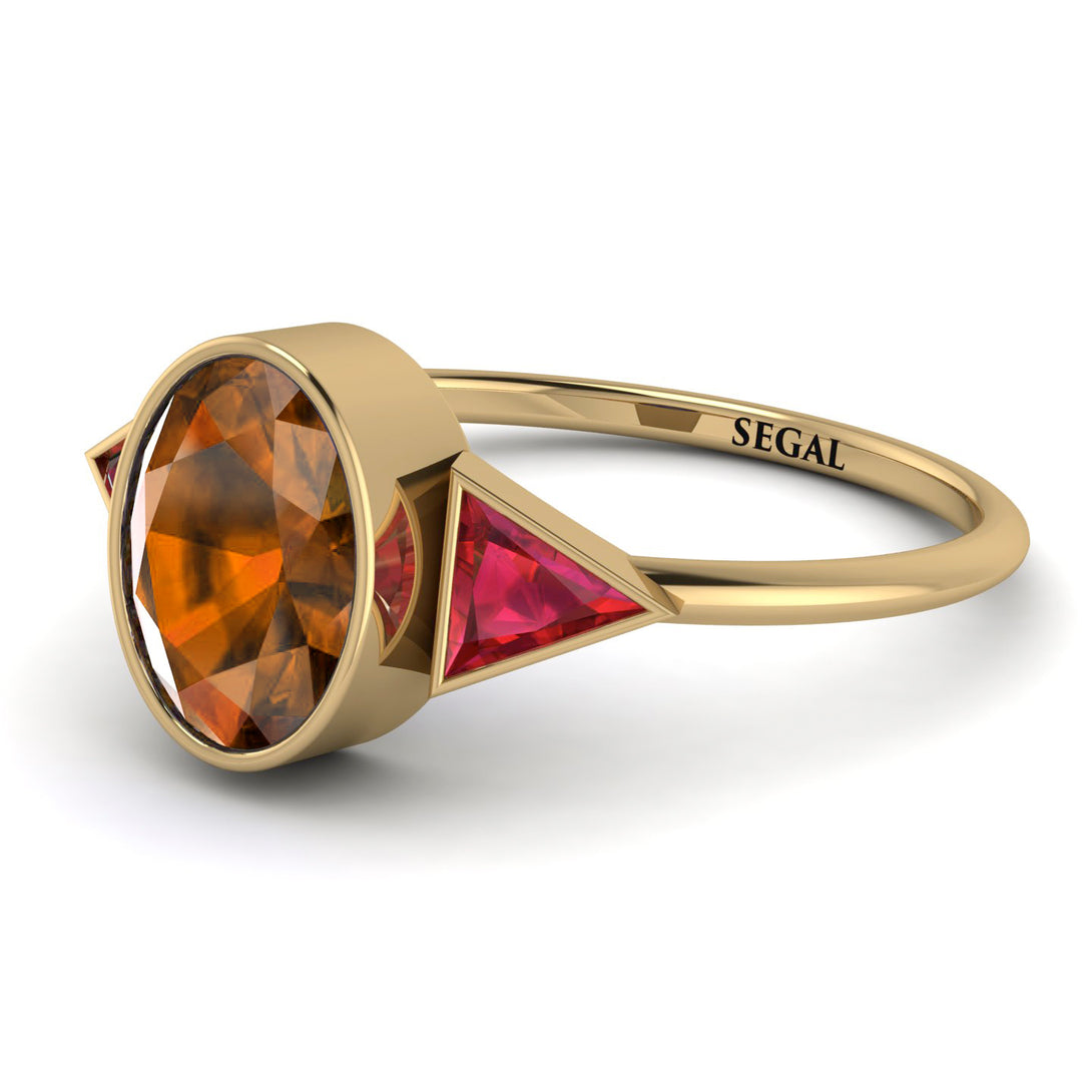 Geometrical Bezel Brown Diamond Ring - Trinity No. 1104