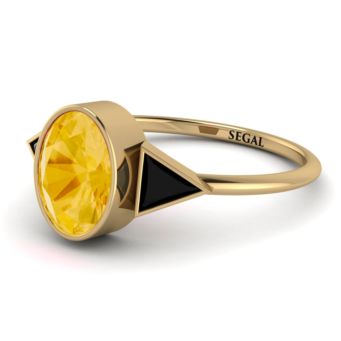 Geometrical Bezel Citrine Ring - Trinity No. 607