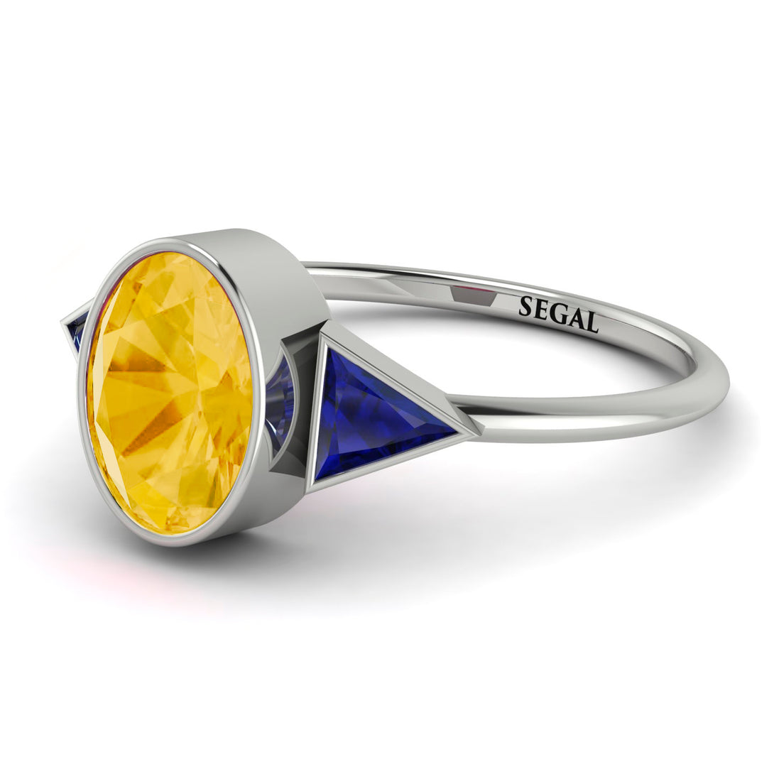 Geometrical Bezel Citrine Ring - Trinity No. 615