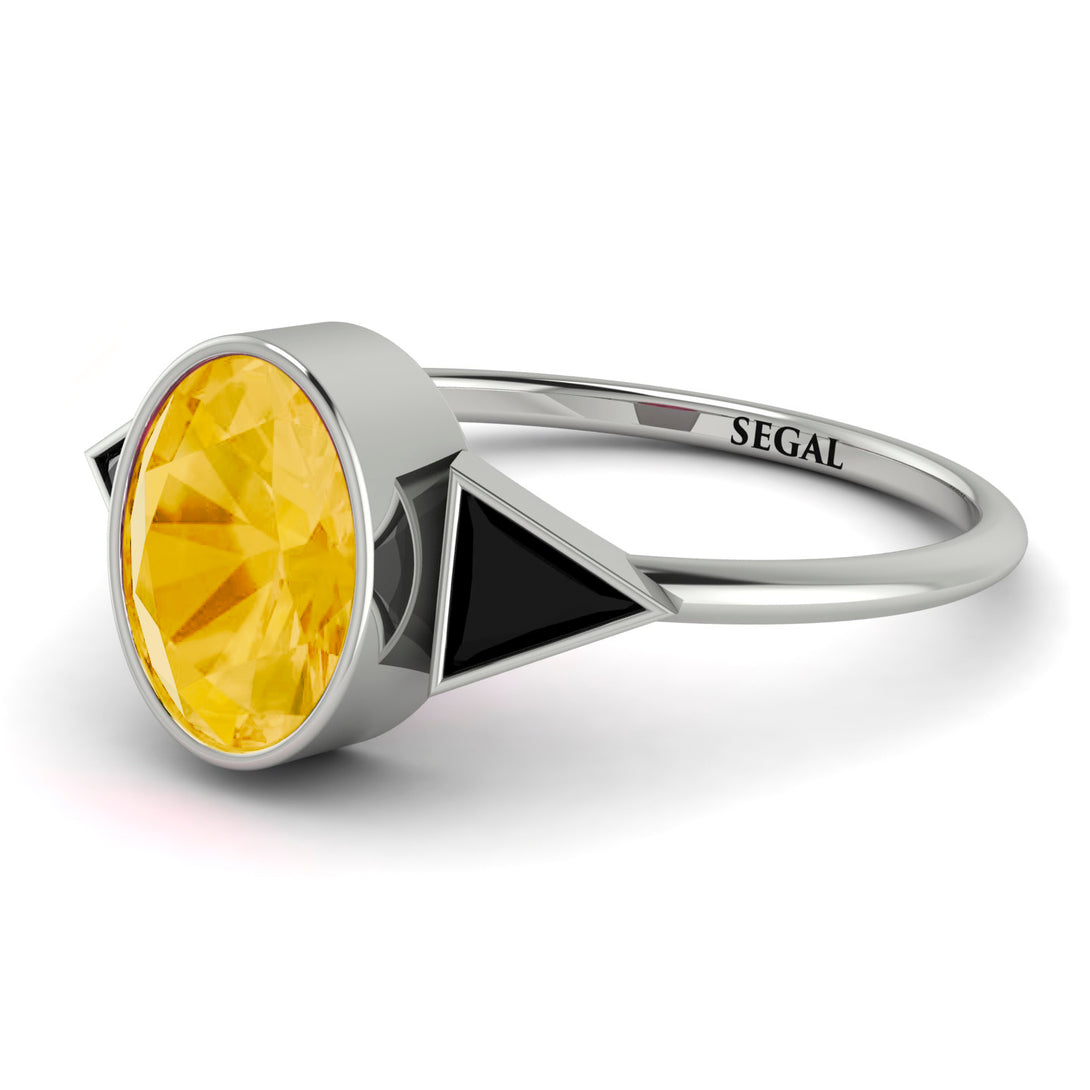 Geometrical Bezel Citrine Ring - Trinity No. 609