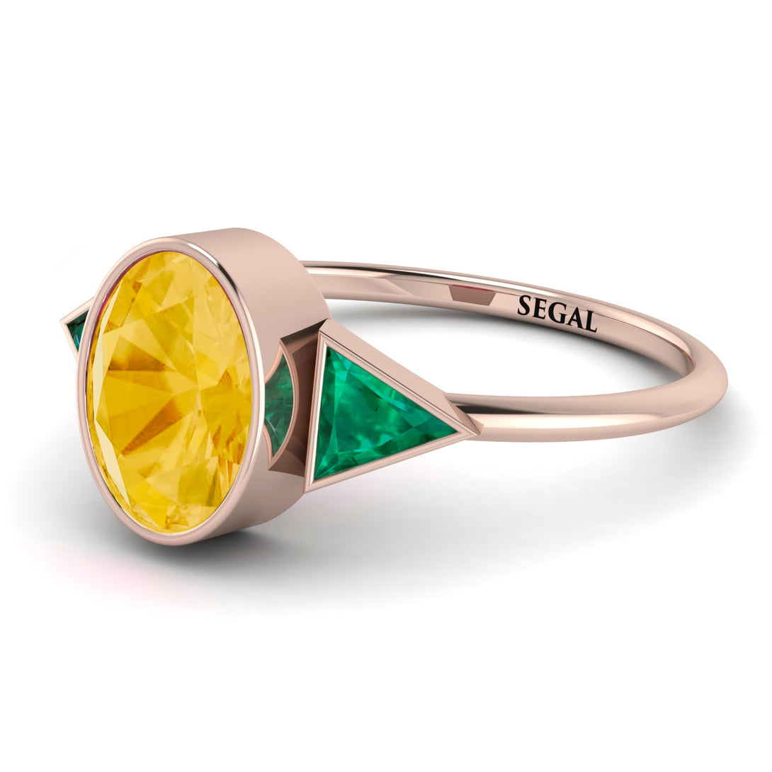 Geometrical Bezel Citrine Ring - Trinity No. 605