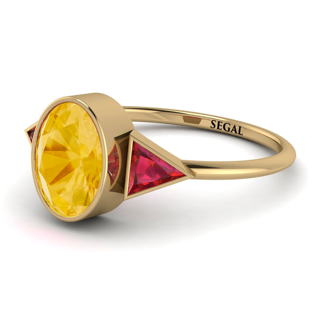 Geometrical Bezel Citrine Ring - Trinity No. 610