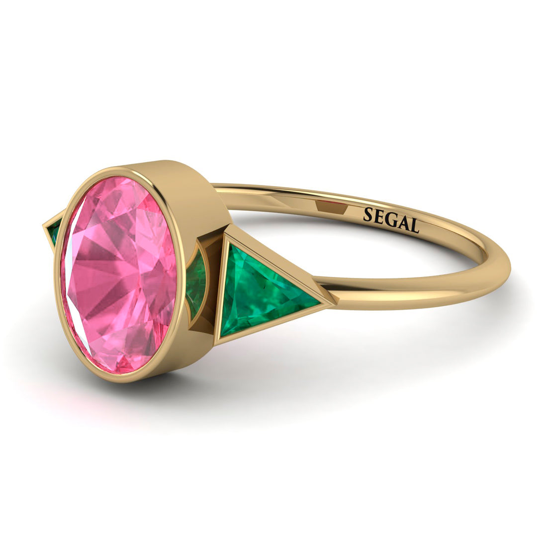 Geometrical Bezel Pink Moissanite Ring - Trinity No. 804