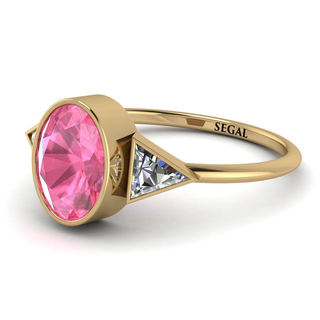 Geometrical Bezel Pink Moissanite Ring - Trinity No. 801