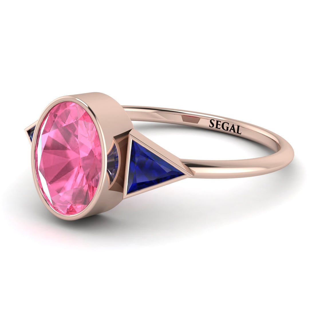 Geometrical Bezel Pink Moissanite Ring - Trinity No. 814