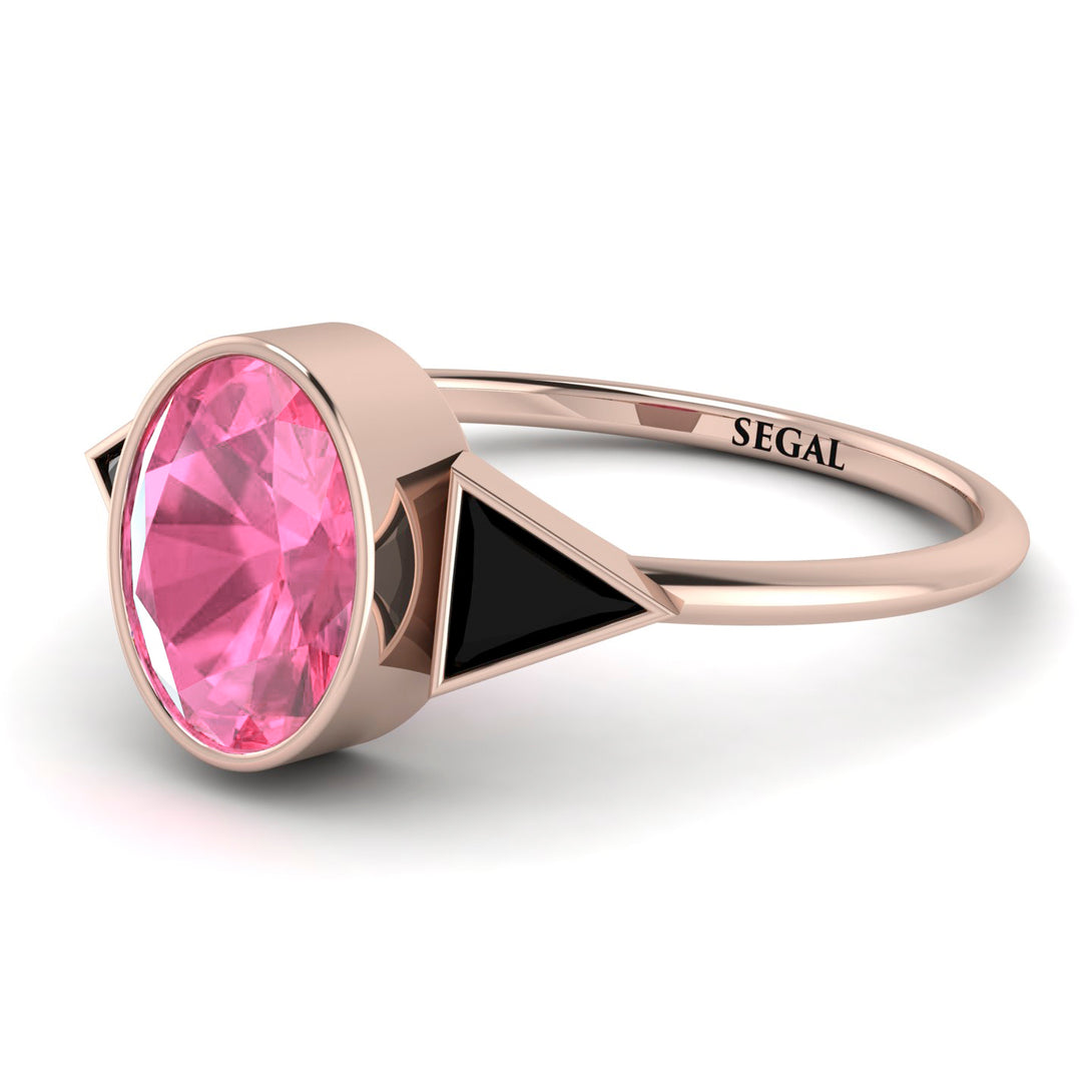 Geometrical Bezel Pink Moissanite Ring - Trinity No. 808