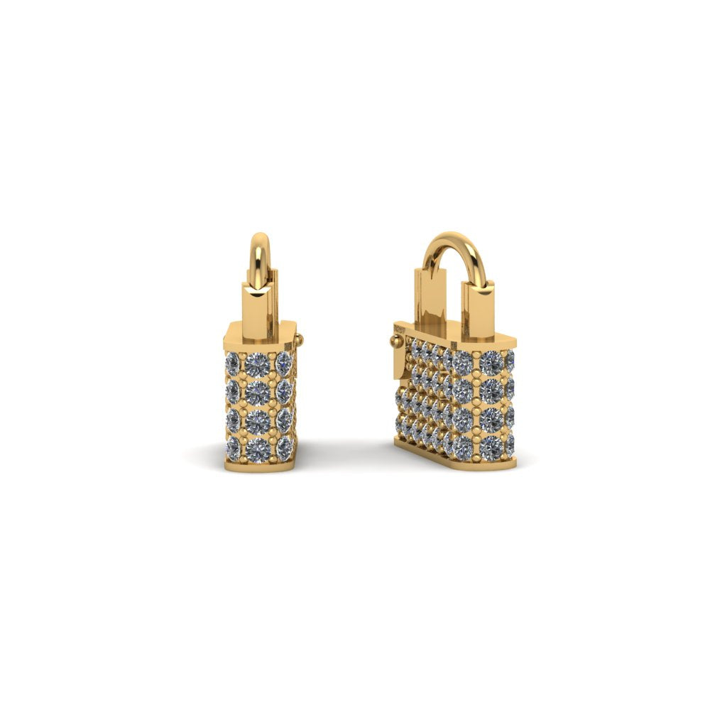 Gold Padlock Hoop Diamond Earrings - Queenie No. 1