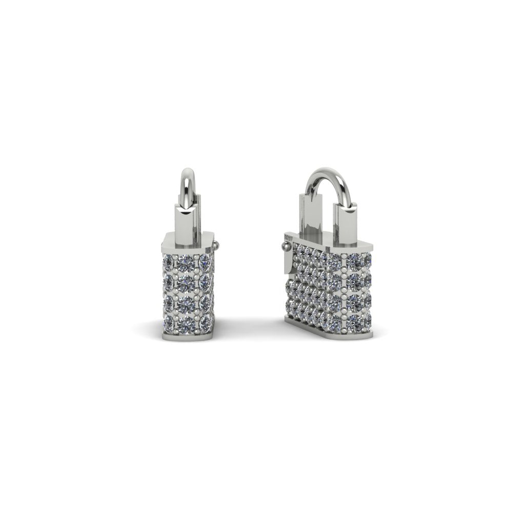 Gold Padlock Hoop Diamond Earrings - Queenie No. 3