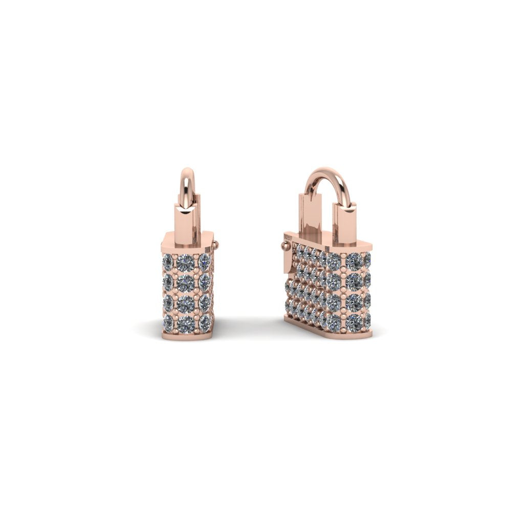 Gold Padlock Hoop Diamond Earrings - Queenie No. 2