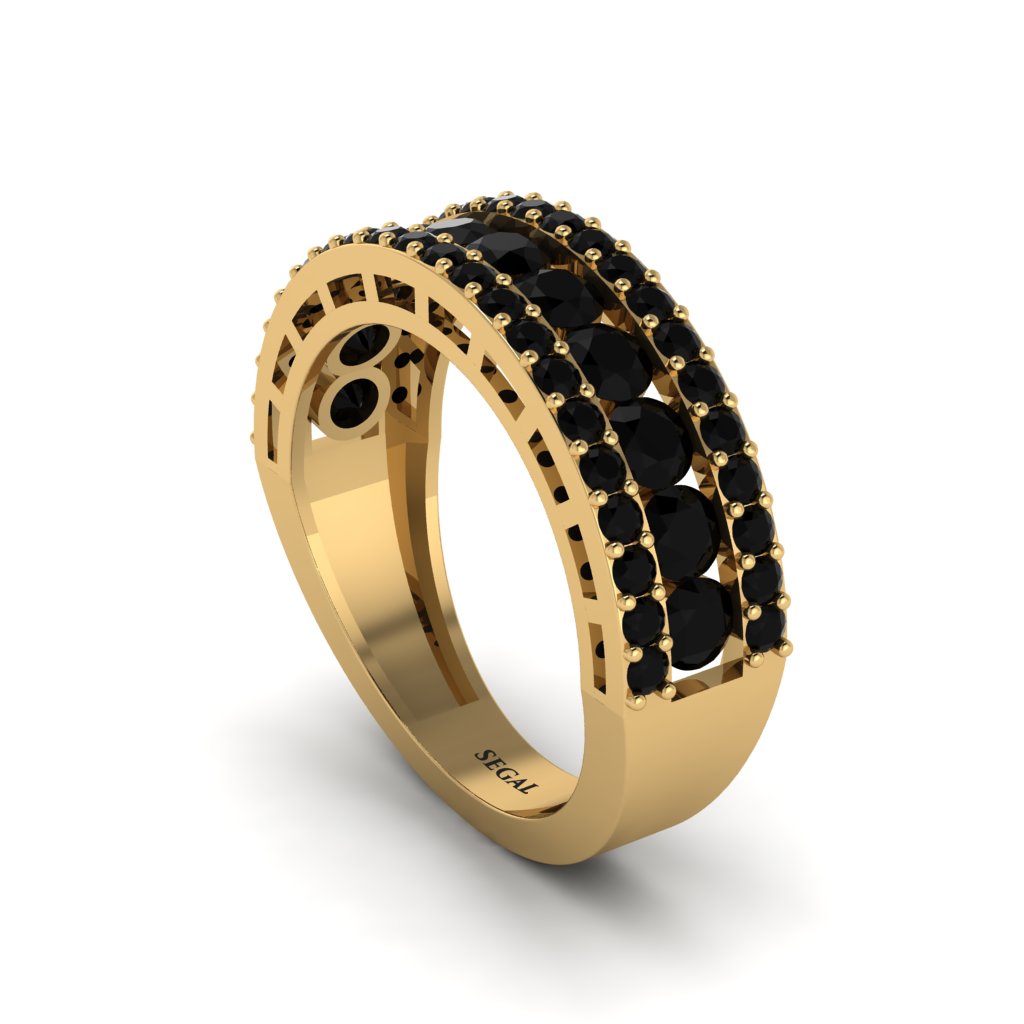 Black Diamond Golden Harmony Wedding Ring - Ainsley No. 7