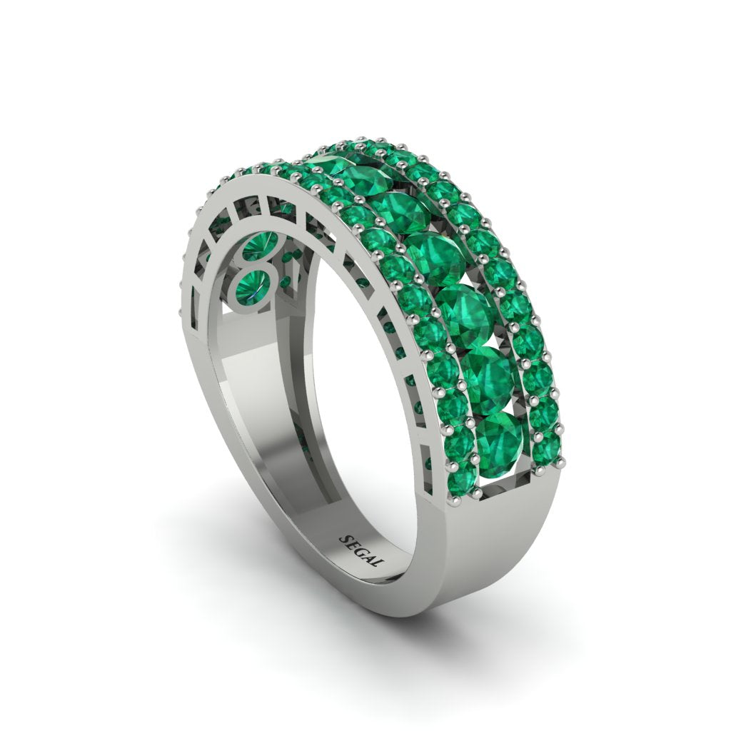 Emerald Golden Harmony Wedding Ring - Ainsley No. 6