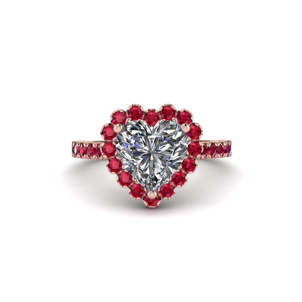 Halo Heart Diamond Pave Engagement Ring - Gail No. 47