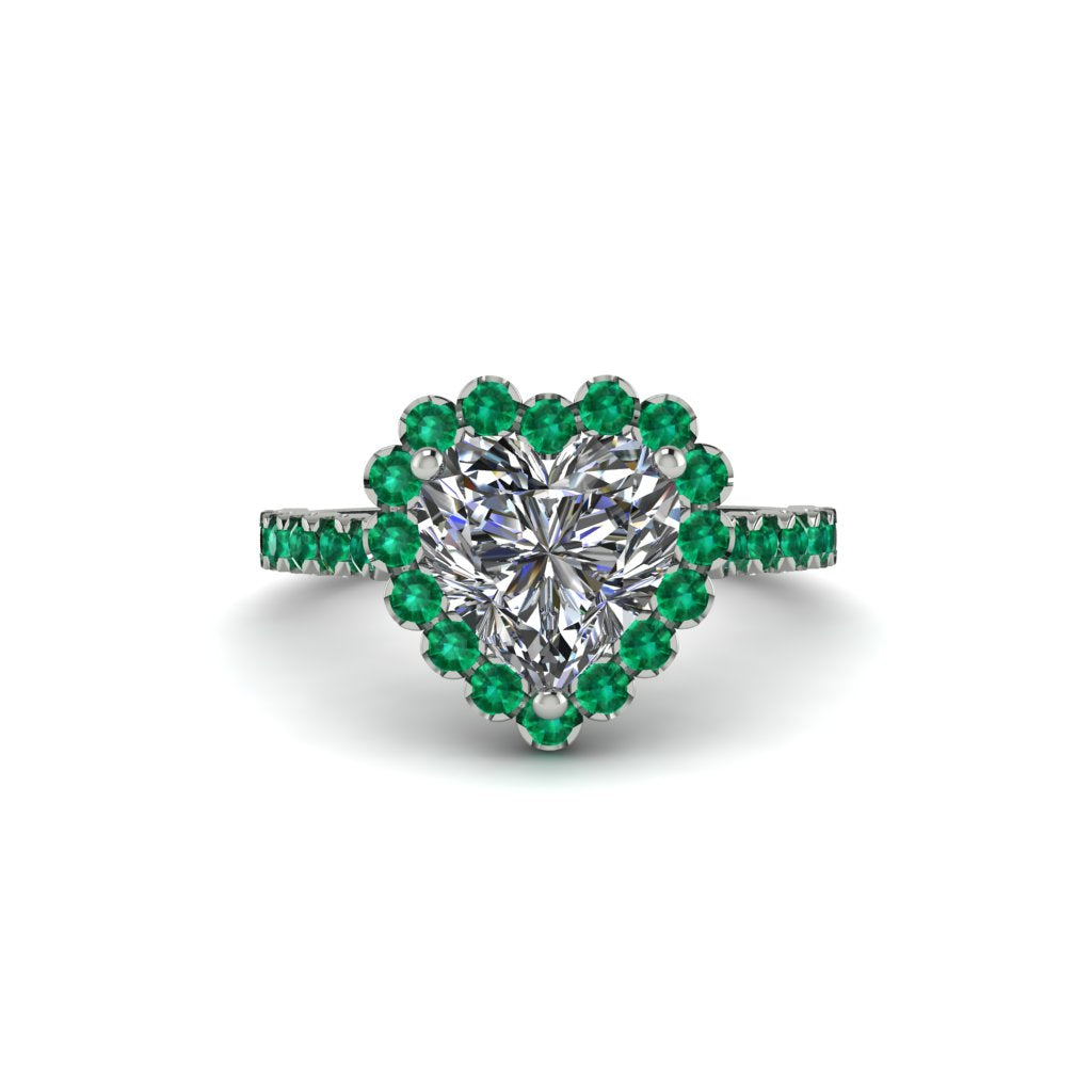 Halo Heart Diamond Pave Engagement Ring - Gail No. 18